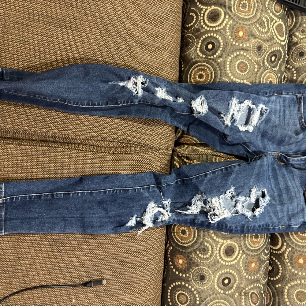 Distressed Blue Jeans